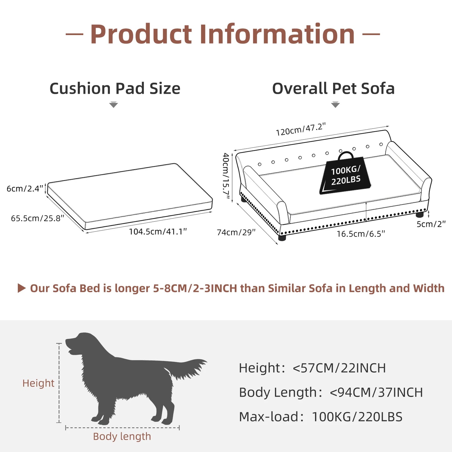 Pet Sofa Bed Waterproof Sofa-type Dog Bed Pet Snuggle Lounge Bed with Removable Cushion