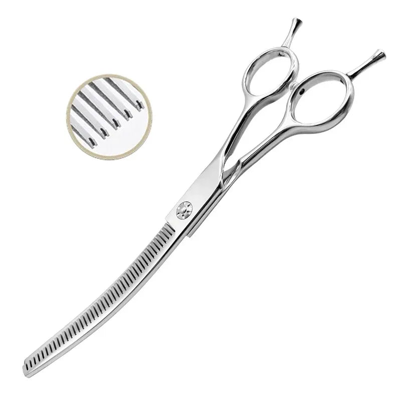 Professional 7 inch dog Grooming Scissors Curved scissors chunking Scissors For pets