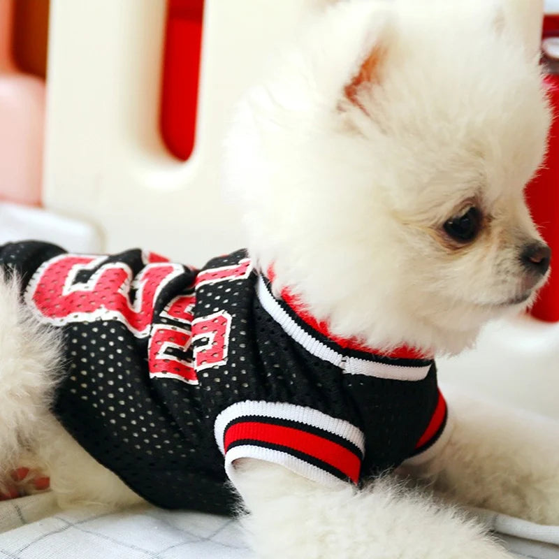 1PC pet clothing dog cat summer thin basketball team uniform black pullover suitable for small and medium-sized dogs