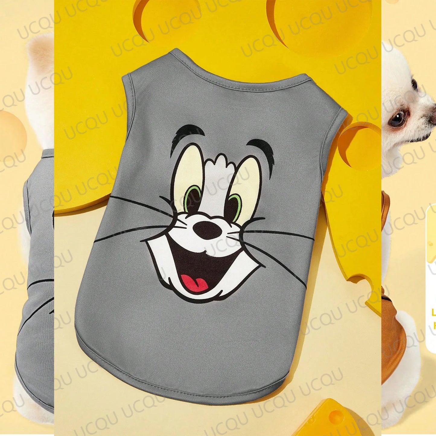 Tom and Jerry Cartoon Pet Tank Top – Cute Dog & Cat Sleeveless Vest, Breathable Summer Outfit, Extra Small to Oversized Sizes