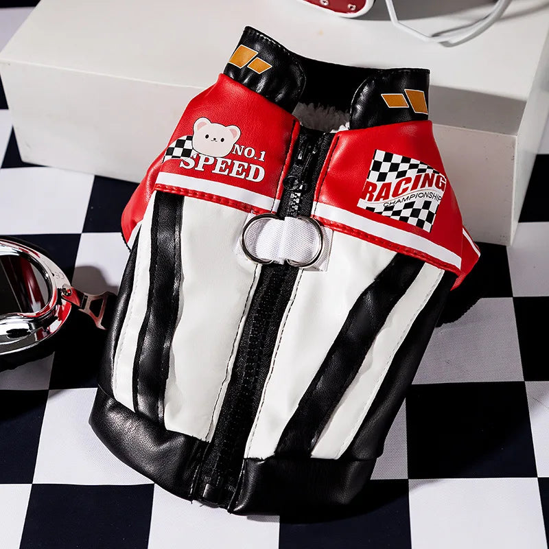 Autumn Winter Pet Jacket Motorcycle Leather Jacket Small and Medium-sized Dog Teddy Bear Warm Coat Pet Cat Clothes Puppy Clothes