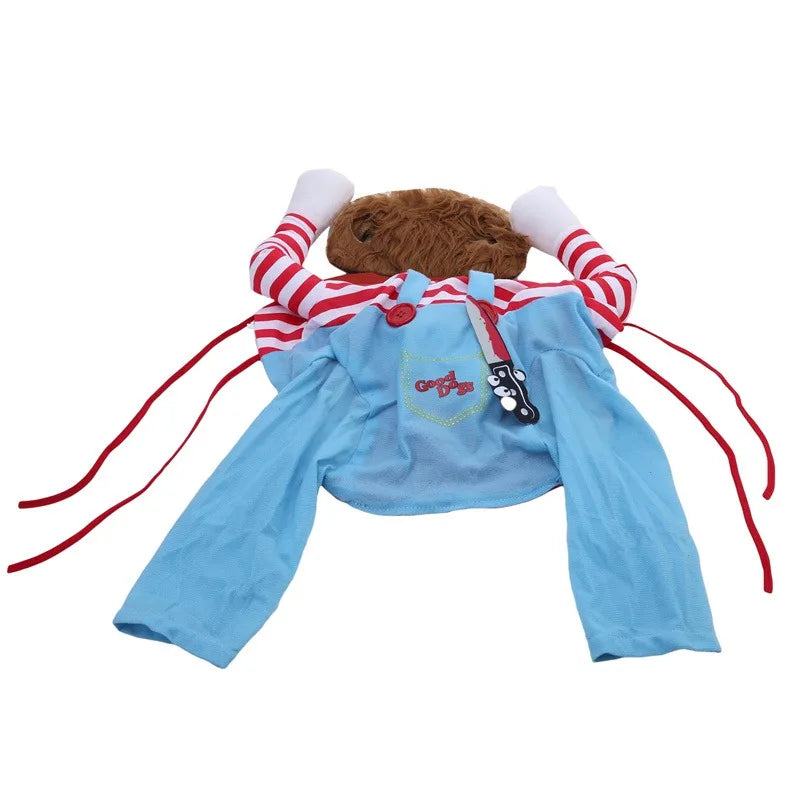Funny Dog Horror Movie Clothes Sweatshirt Set Cosplay Chucky Pet Clothes Party Costume Comical Outfits Halloween Dress Jumpsuit