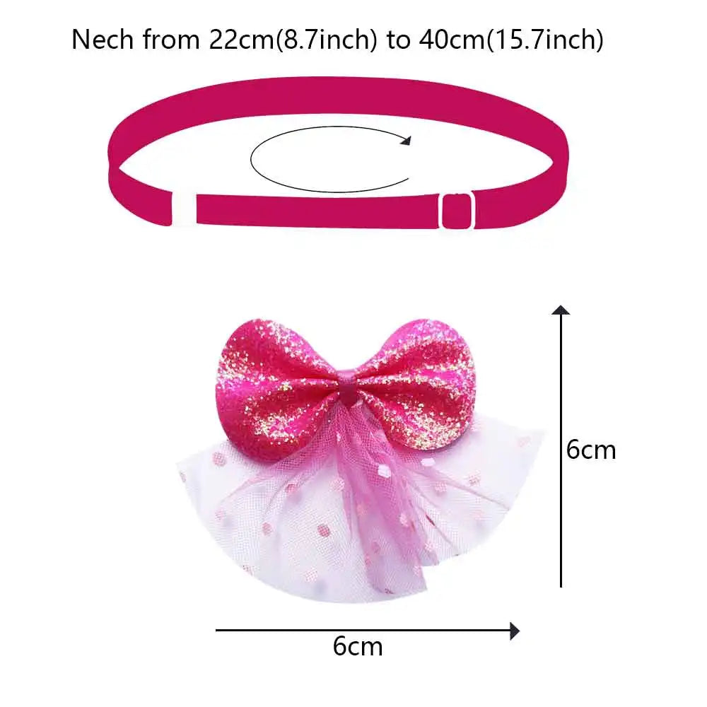 50/100pcs Mesh Dress Dog Bow Ties Cute Pet Bowties Cat Dog Grooming Accessories Puppy Adjustable Collar Dog Bow Ties Supplies