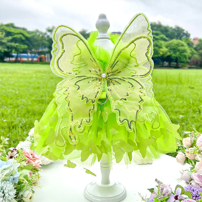 Pet Wedding Princess Butterfly Clothes Dog Dress Cat Skirt Gown Skirt Supplies Princess Dresses for Small Dogs Cat Costume