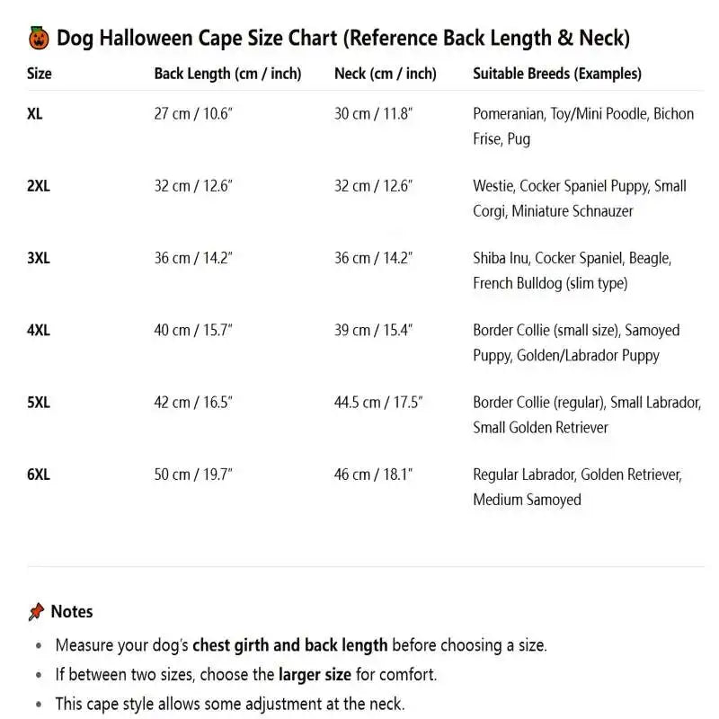 Halloween  Dog Outfit with Attached Treat Pocket Cape and Matching Hat for small middle Large Deluxe  Breeds