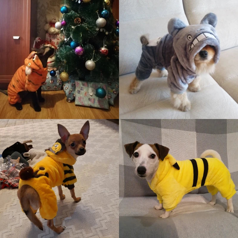 Autumn Winter Pet Cat Dog Clothes Fleece Cute Puppy Jumpsuit Costume for Small Dogs Chihuahua Pomeranian Kitten Pajamas cachorro