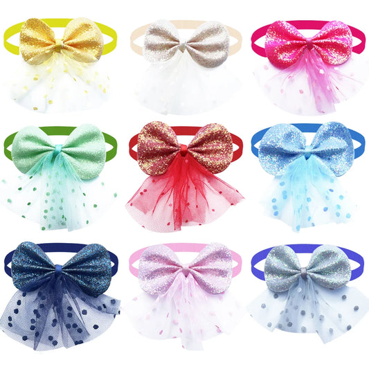 50/100pcs Mesh Dress Dog Bow Ties Cute Pet Bowties Cat Dog Grooming Accessories Puppy Adjustable Collar Dog Bow Ties Supplies