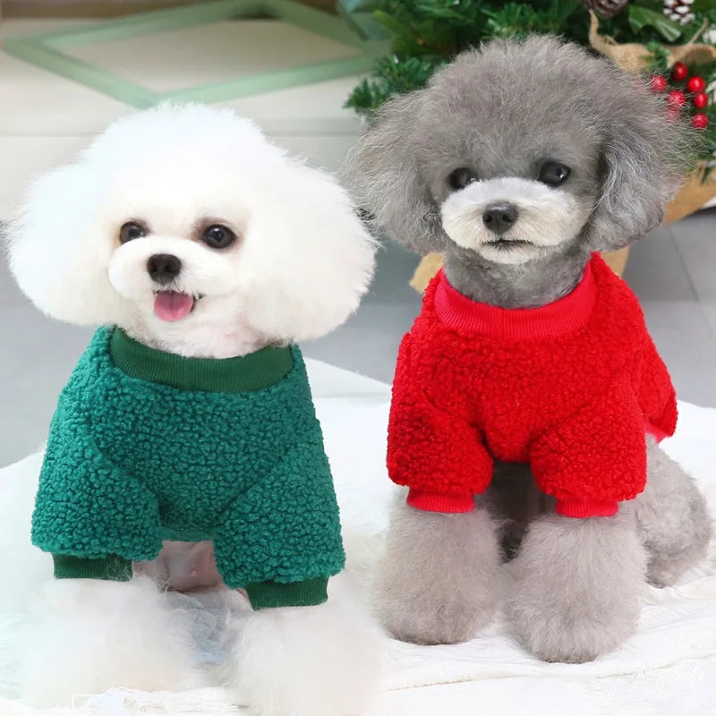 Autumn Winter Cute Christmas Dog Coat Grain Velvet Pet Dog Sweater New Year Party Sweater Shirt Festival Pet Clothing Outfit