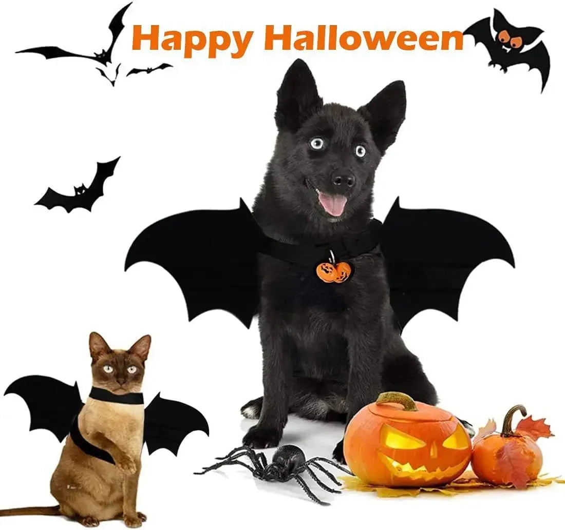 Dog Costumes Halloween Bat Wings Cat Pet Clothes Bat Wings Bell Dog Christmas Clothes Felt clothing disfraz halloween perro 강아지옷