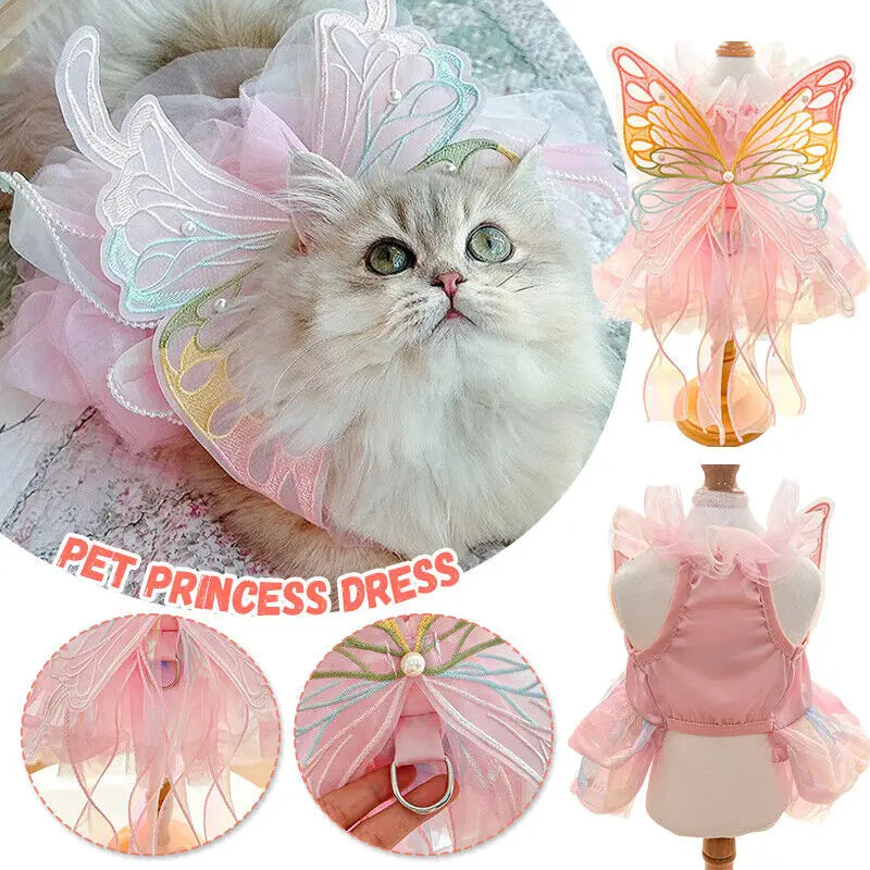 Pet Wedding Princess Butterfly Clothes Dog Dress Cat Skirt Gown Skirt Supplies Princess Dresses for Small Dogs Cat Costume