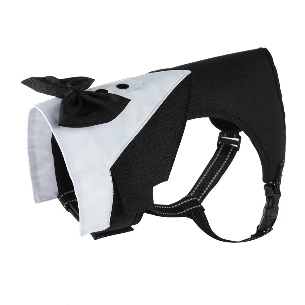 Dog Tuxedo Costume Formal Shirt Dog Wedding Black Jacket Suit Pet Puppy Prince Ceremony Bow Tie Suit Small Dogs Cat Vest Clothes