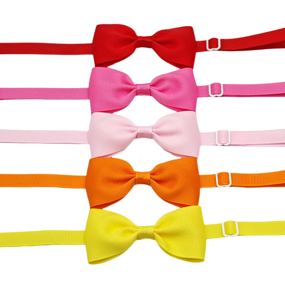 (10 pieces/lot) Fashion Bow Tie For Dogs Adjustable Neck Tie For Cat Solid Colors Puppy Grooming Accessories Pet Supplies