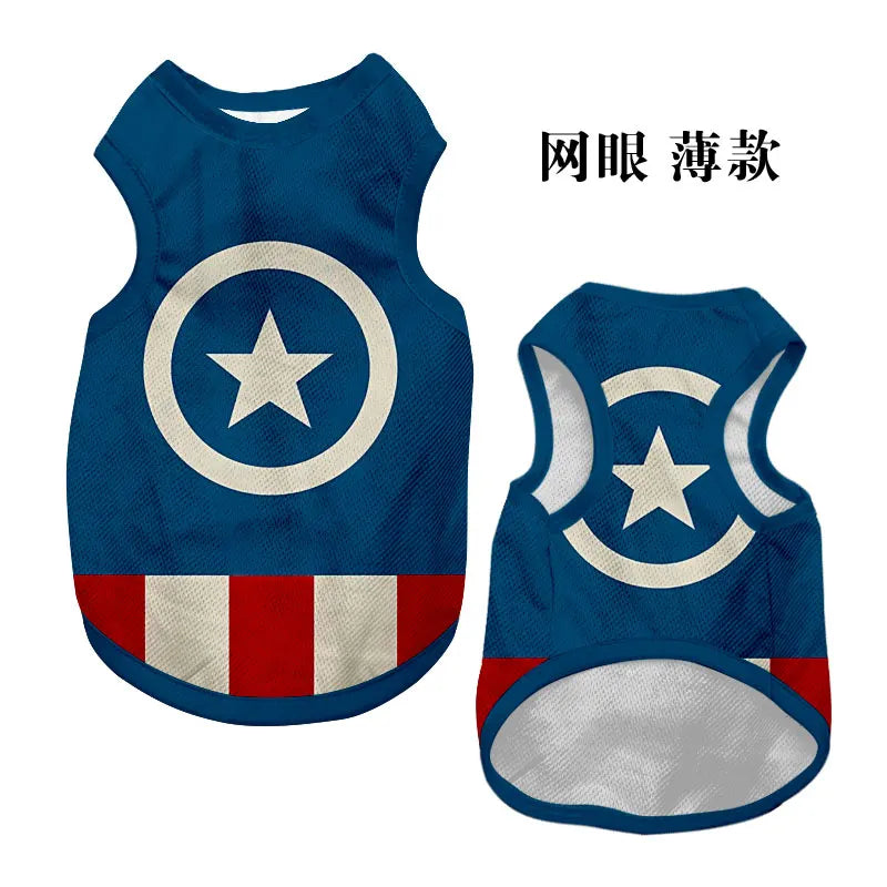 2025 Cartoon Superhero Pet Vest – Iron Man & Batman Style Sleeveless Apparel for Dogs and Cats, Breathable and Fun Outfit