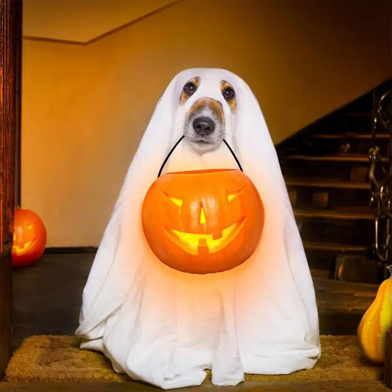 Halloween Ghost Dog Costume Ghost Pet Cloak Spooky Cosplay Costume Soft Breathable Pet Clothes Ghost Pet Decorative Supplies