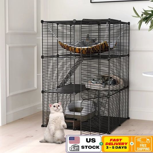 41 Large 3 Tier Cat Cage with Extra Large Hammock Indoor Outdoor Pet Playpen DIY Easy Assembly Durable Comfortable Cat Home