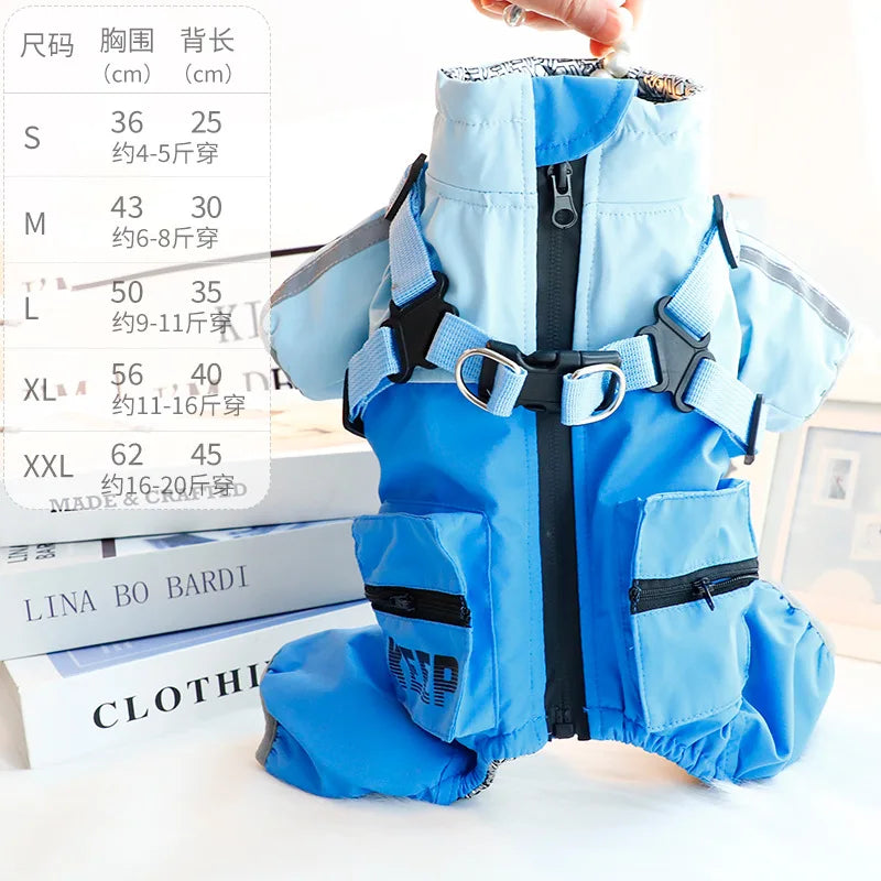 Dog Winter Clothes Autumn Winter Thickened 3-in-1 Waterproof Dog Cotton Coat - Four-legged Warm Pet Jacket For Small D