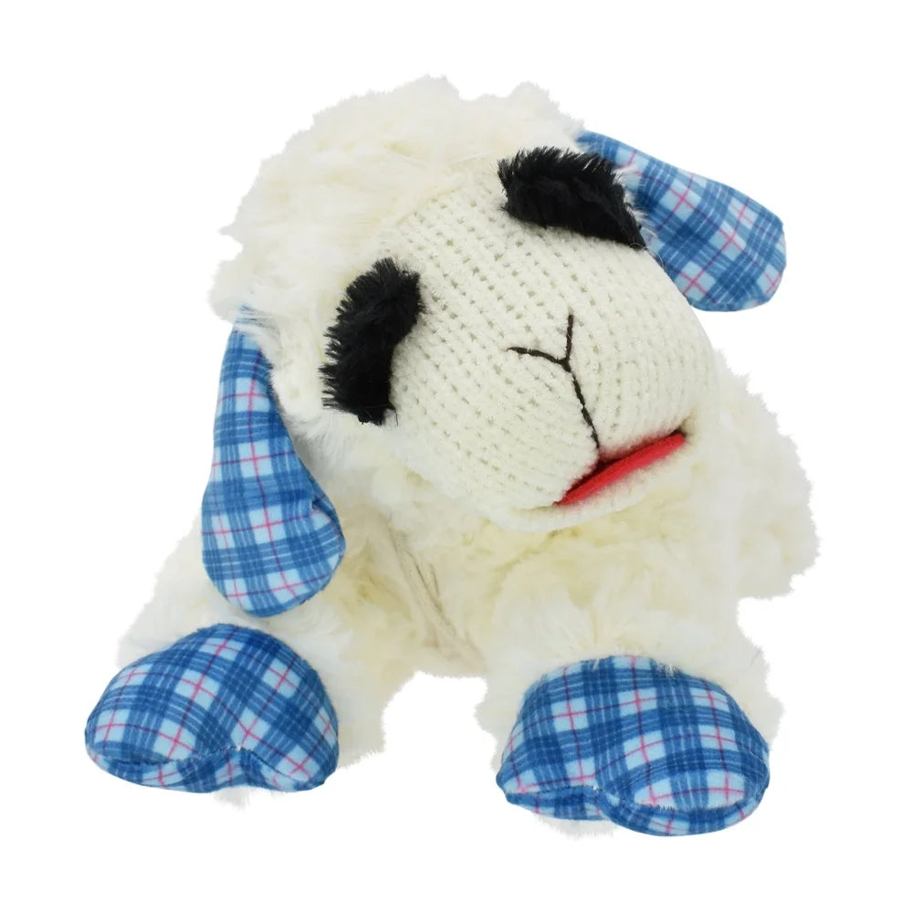 Medium Lamb Chop Dog Toy Plush Squeaker Blue Plaid Ears Perfect Fetch Cuddle Play Ideal Dogs 12 Inch