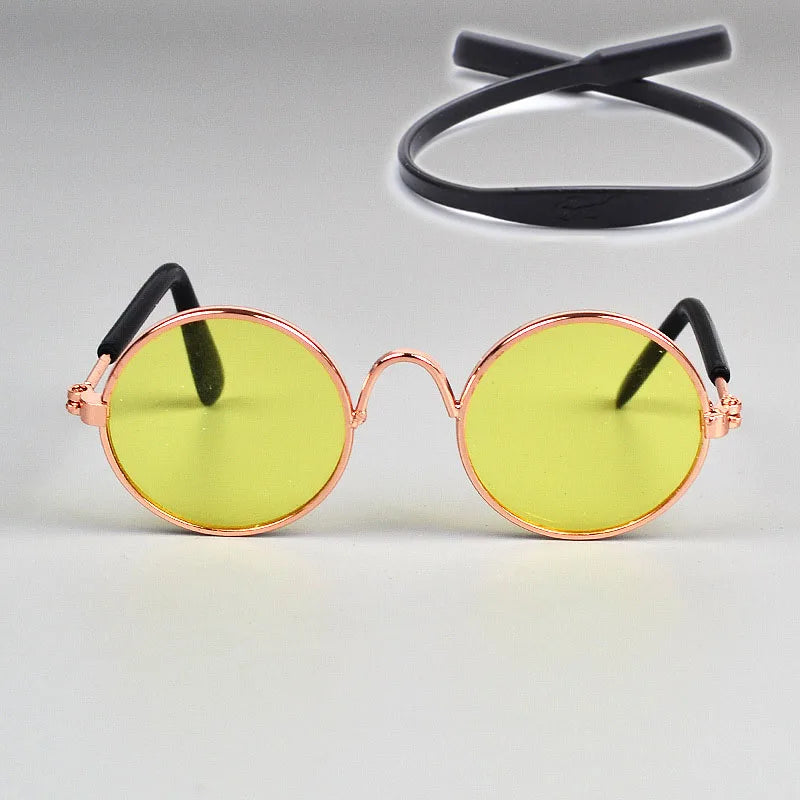 Puppy Dog Sunglasses Anti-skid Round Metal Cat Classic Retro Sunglasses Hippie Cute and Funny Pet Glasses Cosplay Party Costume