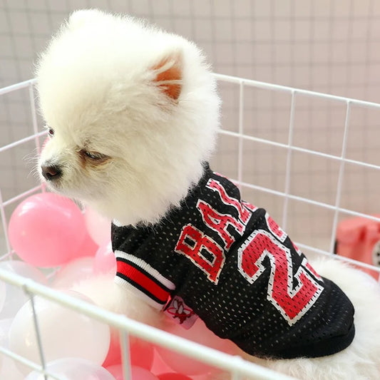 1PC pet clothing dog cat summer thin basketball team uniform black pullover suitable for small and medium-sized dogs
