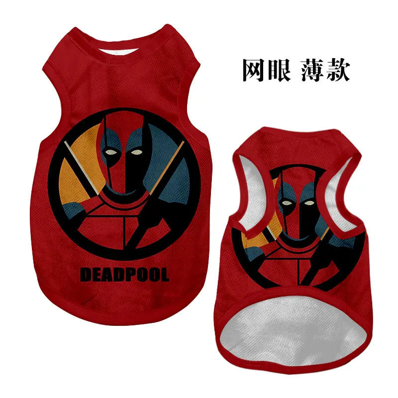 2025 Cartoon Superhero Pet Vest – Iron Man & Batman Style Sleeveless Apparel for Dogs and Cats, Breathable and Fun Outfit