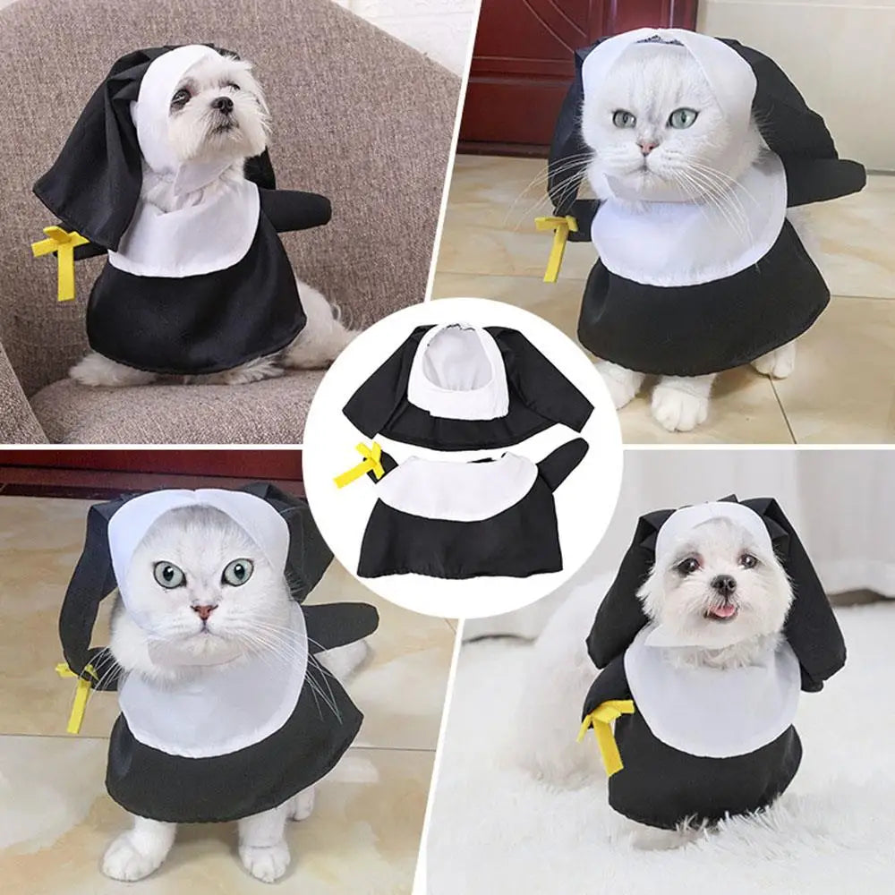 Pet Costume Cute Cosplay Set Halloween Dog Clothes Pet Nun Costume Breathable Nun Cloak Pet Supplies DIY Novelty Dog Dress
