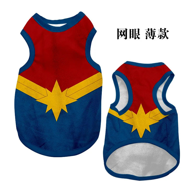 2025 Cartoon Superhero Pet Vest – Iron Man & Batman Style Sleeveless Apparel for Dogs and Cats, Breathable and Fun Outfit