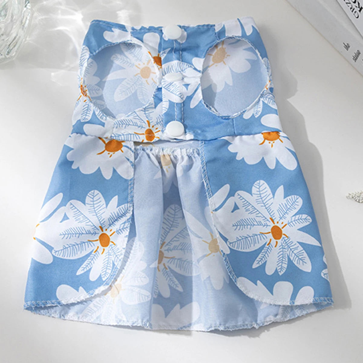 Small Dog Dress Summer Cooling Dog Clothes for Small Dog Clothing Cute Flower Cat Dress Bowknot Clothes for Pet Dress Cat Cloth