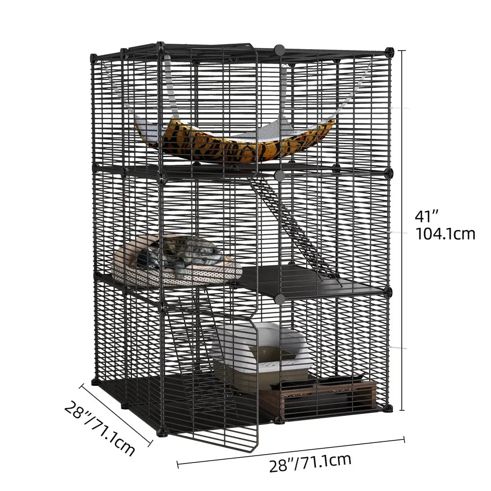 41 Large 3 Tier Cat Cage with Extra Large Hammock Indoor Outdoor Pet Playpen DIY Easy Assembly Durable Comfortable Cat Home