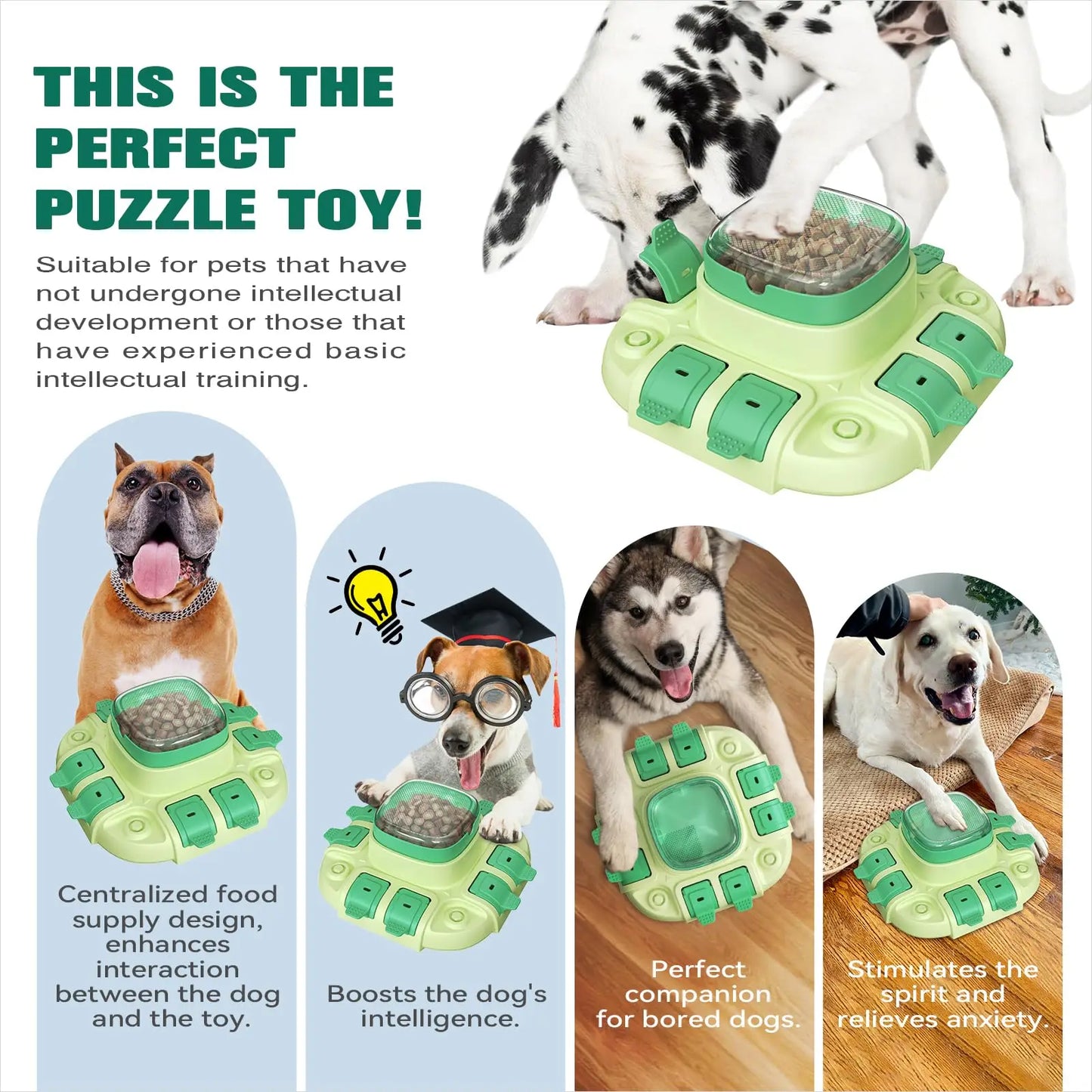Dog Puzzle Toys for Small/Medium/Large Dogs Slow Feeder w/Button Level 2 in 1 Boredom Busters Keep Them Busy Enrichment To