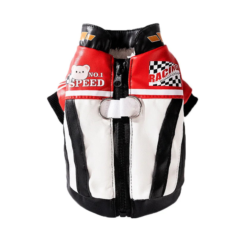 Autumn Winter Pet Jacket Motorcycle Leather Jacket Small and Medium-sized Dog Teddy Bear Warm Coat Pet Cat Clothes Puppy Clothes