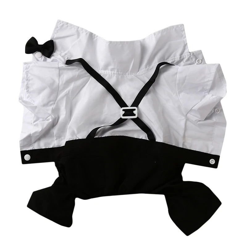 Pet Clothes Dog Shirt Dog Tuxedo Bow Tie Shirt for Boy Dog Wedding Party Bulldog Pug Puppy Costume Pet Teddy Summer Thin Outfits