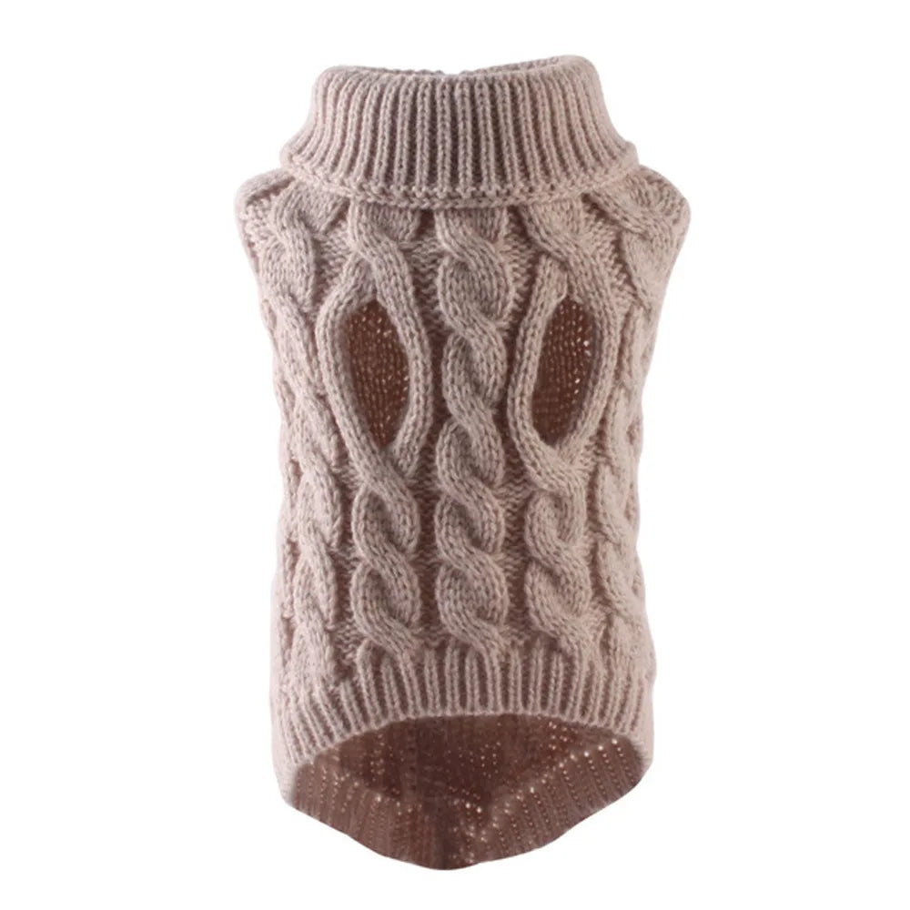 New Pet Small Pet Dog Clothes Sweater Fashion Autumn Winter Solid Fried Dough Twists Knitting Warm Comfort Clothing Wholesale