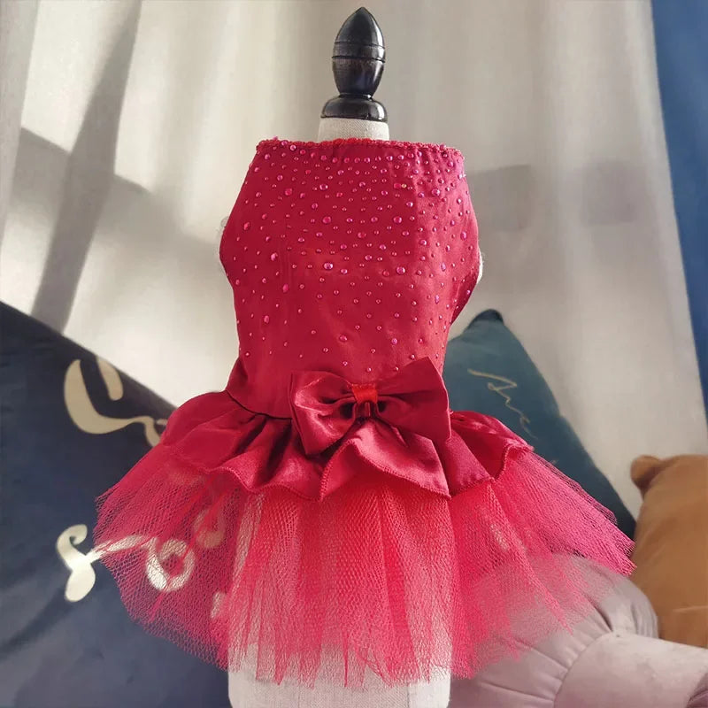 Summer Pet Clothes Dot Dog Dress For Dogs Skirt Summer Princess Dog Wedding Dresses York Clothes For Dogs Skirts Pet Cat Dress