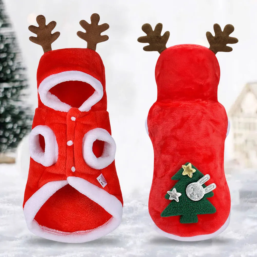 Dog Christmas Costumes Elk Pet Dog Cold Weather Coats Winter Warm Dog Christmas Clothes for Small Dogs Cats