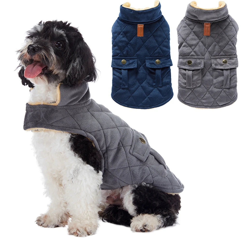 Autumn Winter Pet Coat With Pocket Puppy Vest Jacket Thicken Warm Dog Cold Weather Outfit for Chihuahua Yorkie Small Medium Dogs