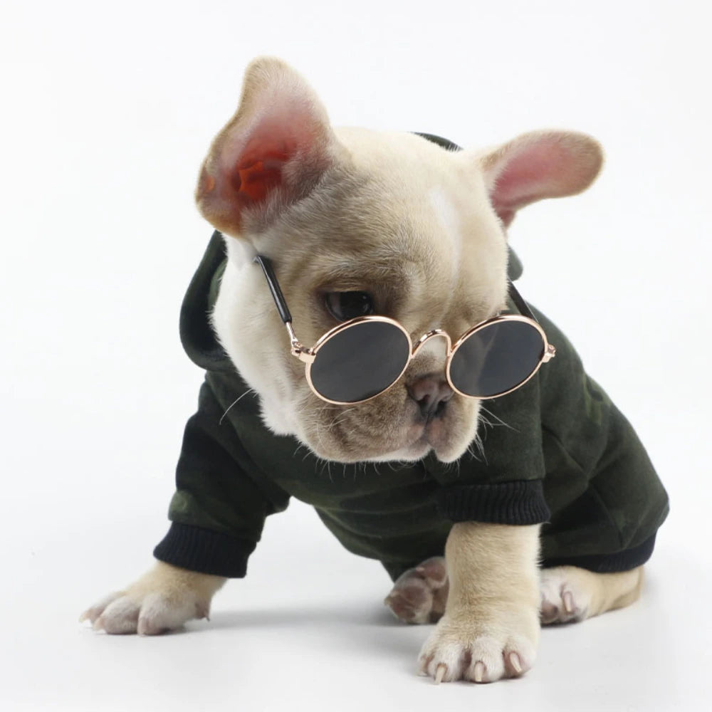 Puppy Dog Sunglasses Anti-skid Round Metal Cat Classic Retro Sunglasses Hippie Cute and Funny Pet Glasses Cosplay Party Costume
