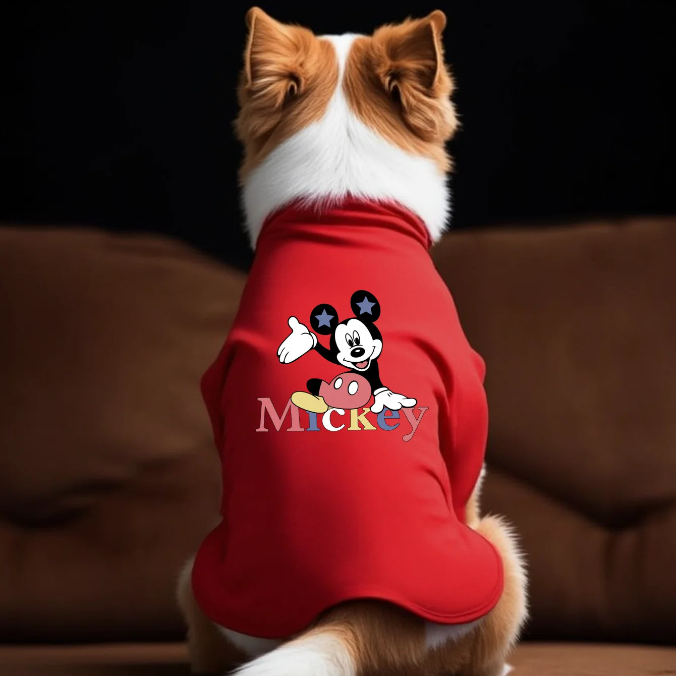 1pc  Mickey print pet short sleeved shirt, soft cat and dog pet short sleeved T-shirt