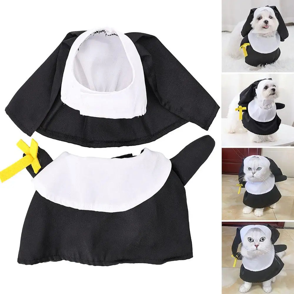 Pet Costume Cute Cosplay Set Halloween Dog Clothes Pet Nun Costume Breathable Nun Cloak Pet Supplies DIY Novelty Dog Dress