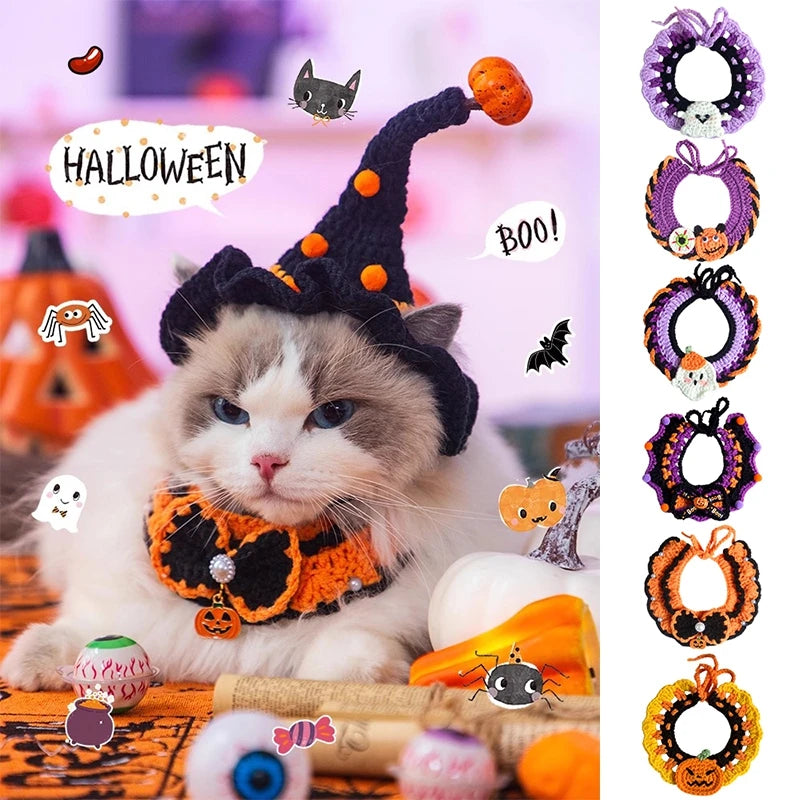 Halloween Cat Collar Dog Clothing Pet Scarf Collar Cat Halloween Party Costume Cute Cat Scarf Halloween Decoration