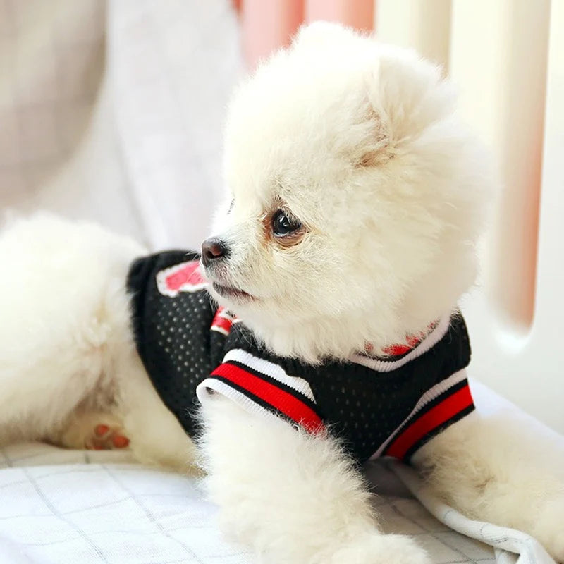 1PC pet clothing dog cat summer thin basketball team uniform black pullover suitable for small and medium-sized dogs