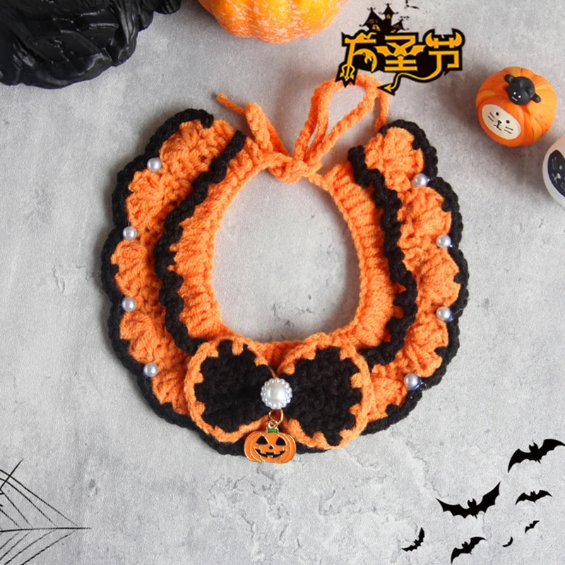 Halloween Cat Collar Dog Clothing Pet Scarf Collar Cat Halloween Party Costume Cute Cat Scarf Halloween Decoration
