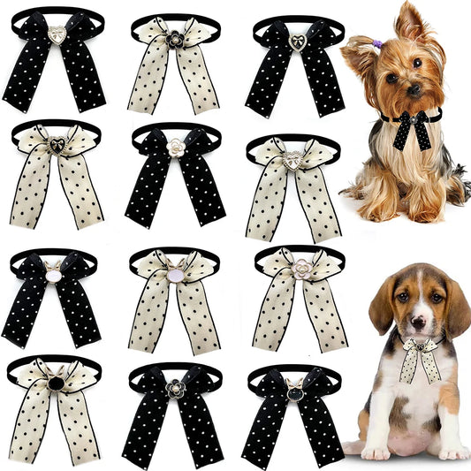 50/100 Pcs Delicate Dog Puppy BowTie Pet Dog Bowtie Polka Dot Style Neckties for Dogs Pets Grooming Accessories Pet Decoration
