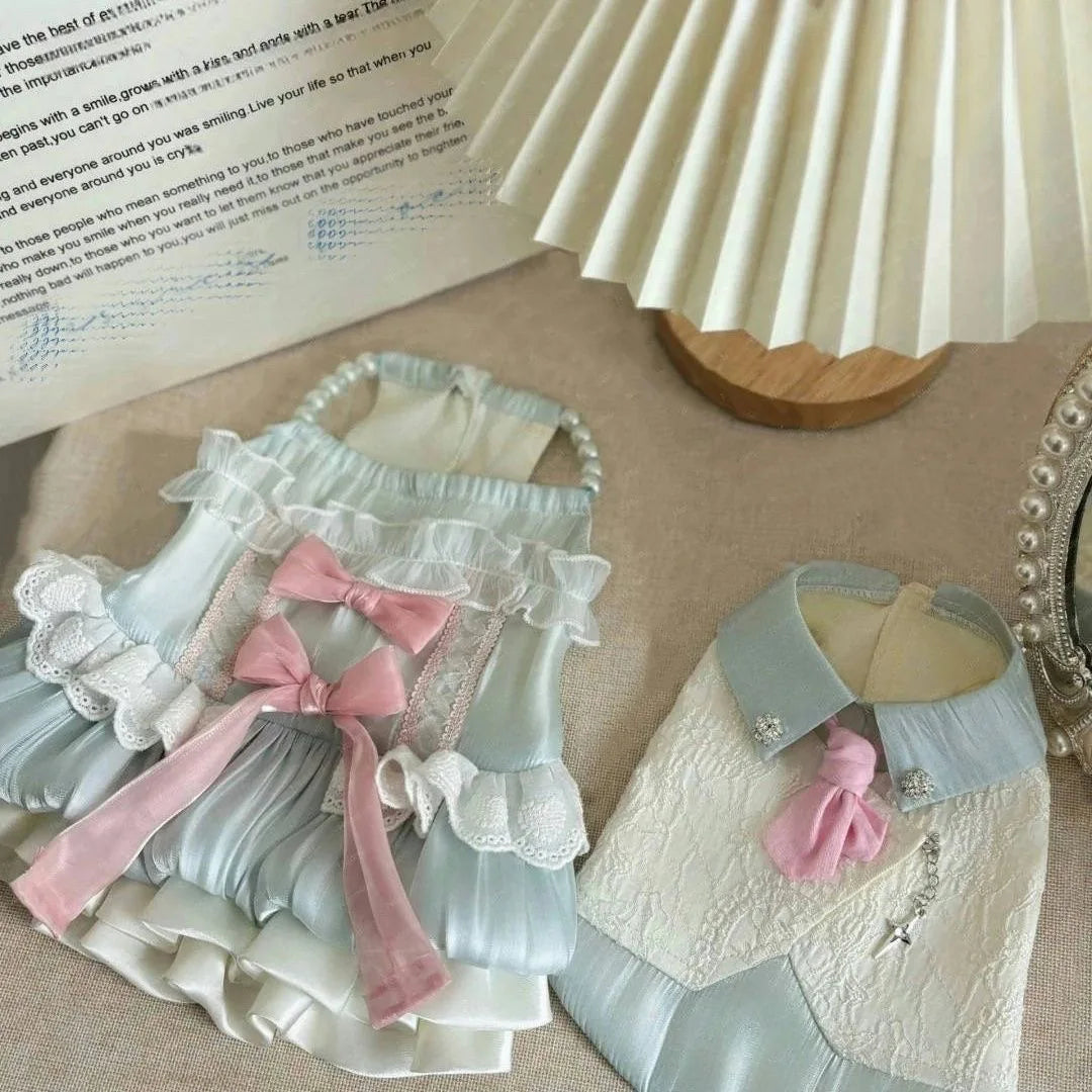 Puppy Princess Camisole Dress With Cute Vest Suit, Comfortable Pet Clothes For Casual & Festive Occasions Couple Outfits For Dog