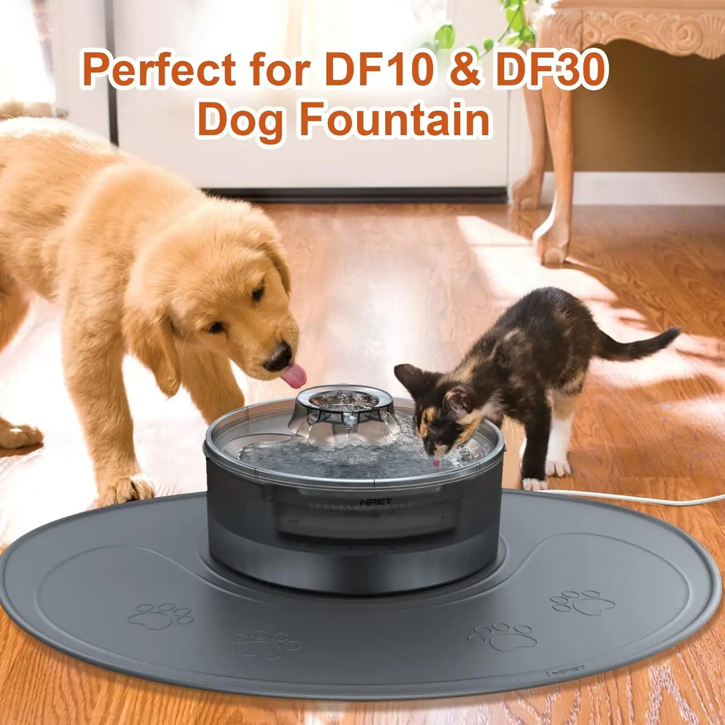 Waterproof Silicone Dog Food Mat for DF10 Dog Fountain, Slip Resistant Dishwasher Safe Pet Feeding Mat,(28" x 21.26")