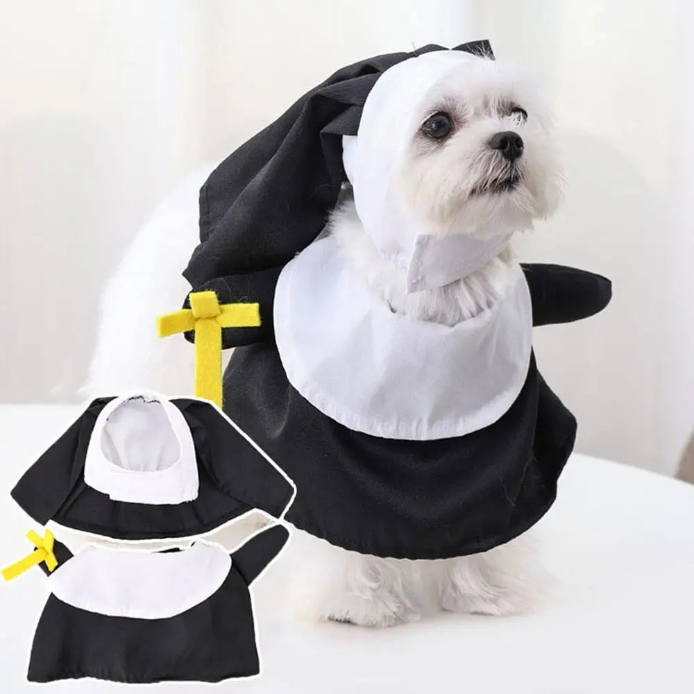 Pet Costume Cute Cosplay Set Halloween Dog Clothes Pet Nun Costume Breathable Nun Cloak Pet Supplies DIY Novelty Dog Dress