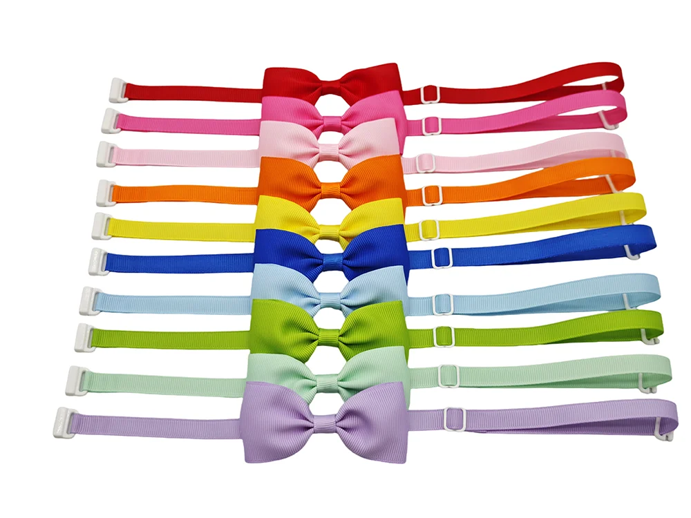(10 pieces/lot) Fashion Bow Tie For Dogs Adjustable Neck Tie For Cat Solid Colors Puppy Grooming Accessories Pet Supplies