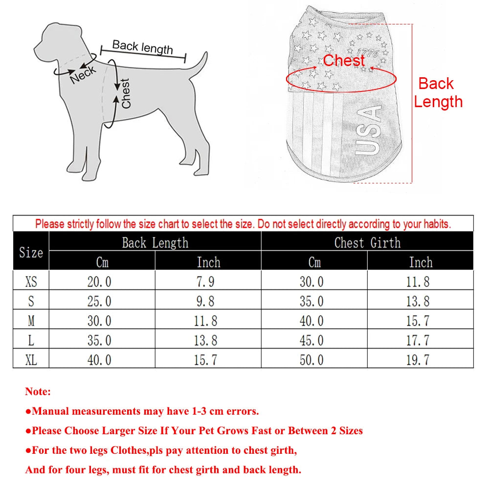 Summer Cool Dog Clothes Mesh Breathable Vest For Small Dogs Cats Independence Day Pet T-shirt Two-legged Clothing Teddy Costume