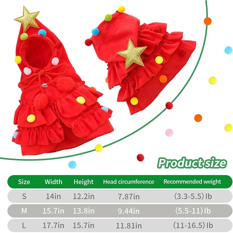 Cats Small Dogs Christmas Costume Autumn Winter Warm Cloak Christmas Tree Cosplay Funny Pet Cape Dress Up Clothes Props Decor