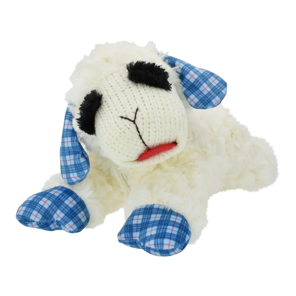 Medium Lamb Chop Dog Toy Plush Squeaker Blue Plaid Ears Perfect Fetch Cuddle Play Ideal Dogs 12 Inch
