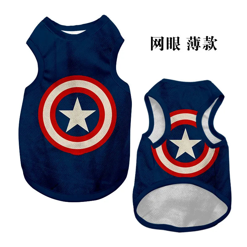 2025 Cartoon Superhero Pet Vest – Iron Man & Batman Style Sleeveless Apparel for Dogs and Cats, Breathable and Fun Outfit